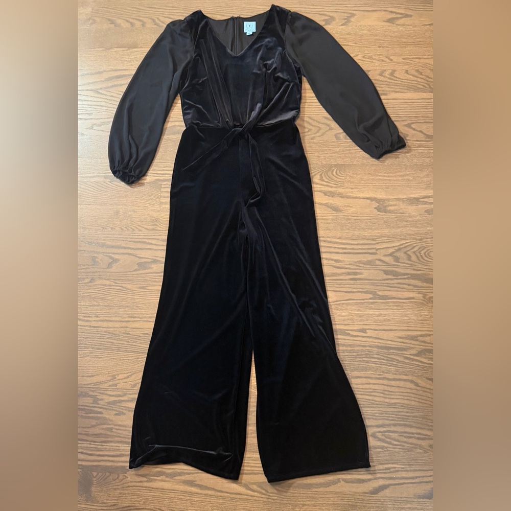 CeCe Black Velvet Jumpsuit - Picture 4 of 7